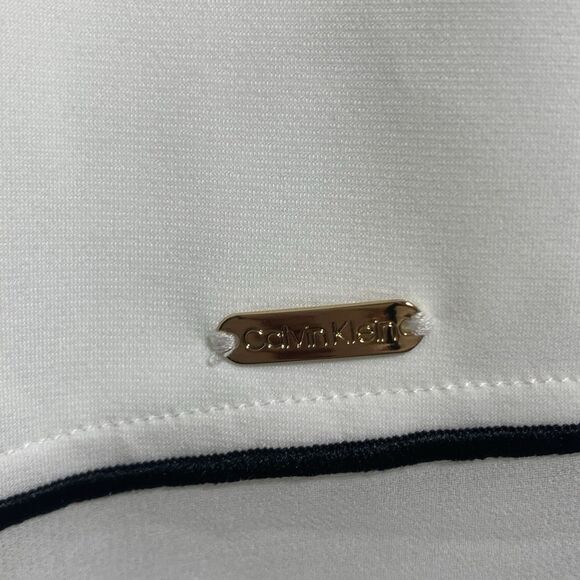 Calvin Klein NWT Assymetrical White Black Sleeveless Chiffon Blouse Size Medium - Picture 8 of 16